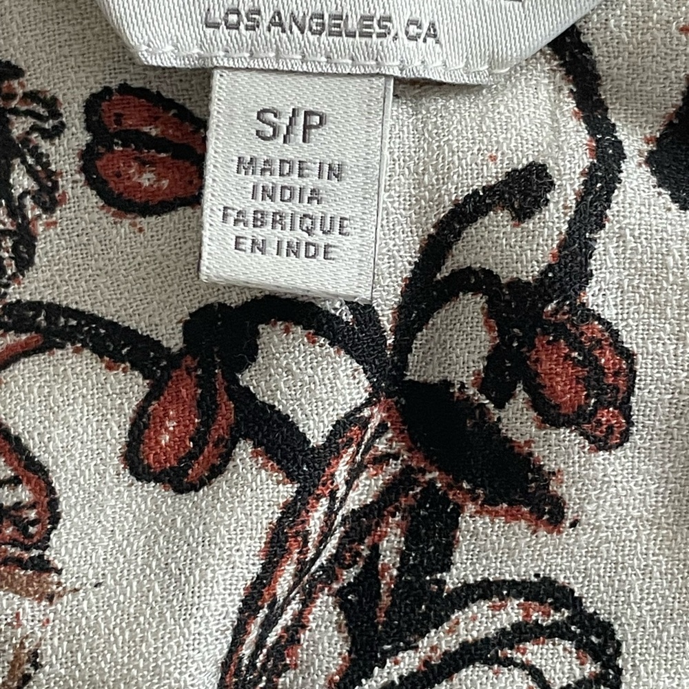 Lucky Brand NWT Smocked Floral Peasant Brown and Cream Floral Blouse - Picture 4 of 7